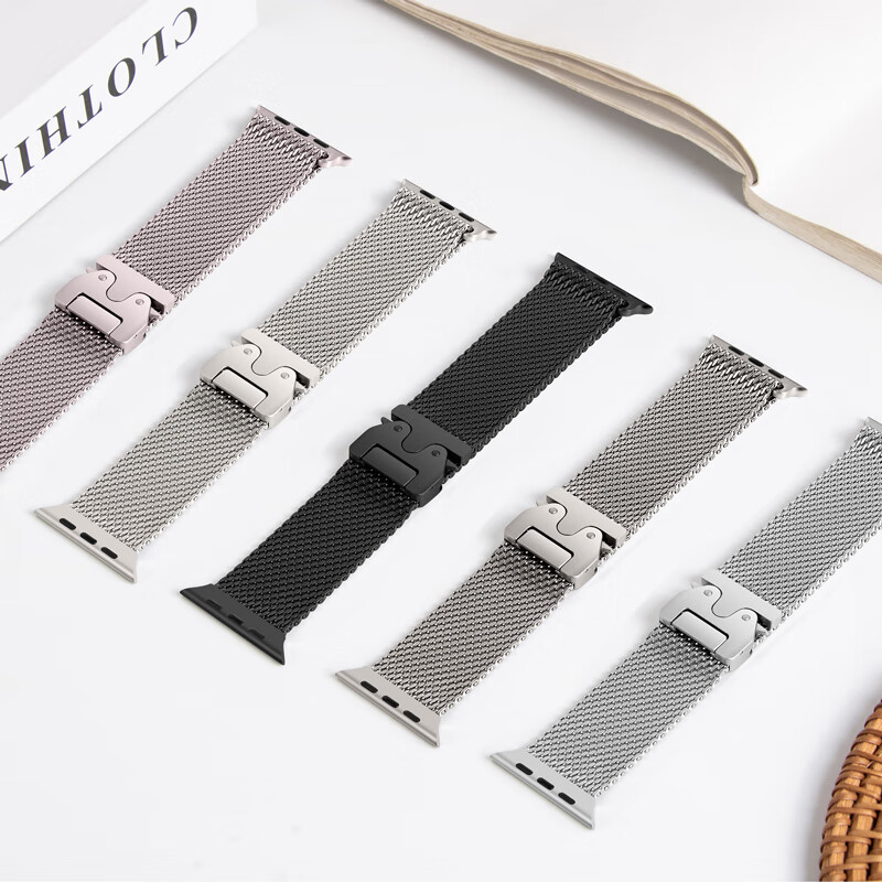 BHO Compatible Apple Watch Ultra 4/3 Band with Parachute Buckle, Milanese Loop for IWatch S12/S11/10/9/SE Metal Strap