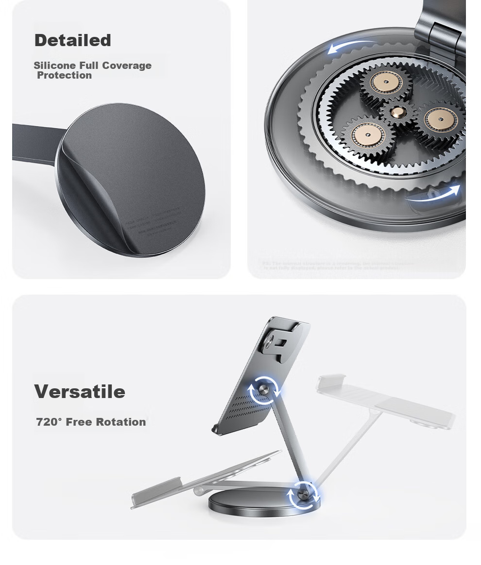 Xiaotian Phone Stand, Desktop IPad Tablet Support Stand, Aluminum Alloy, 360-Degree Rotating, Foldable Tablet Stand, Metal, Adjustable Height, Live Streaming And Drawing, 2025 New Model 3