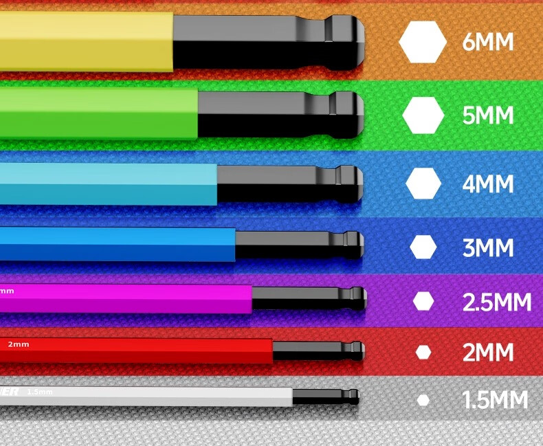 GREENER Hex Key Wrench Set, Hex Screwdriver, Hex Key, Hexagonal Inner Hexagon Rainbow Extended 19