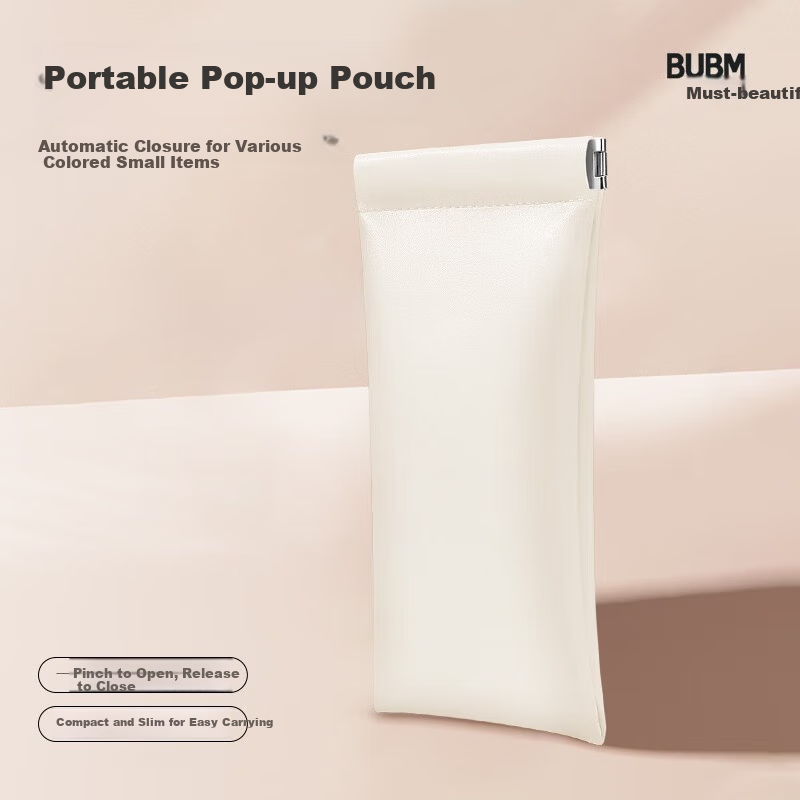 BUBM Magnetic Cable Organizer, Earphone And Glasses Holder, Red Pouch, Portable Travel PU Storage Bag, Accessories Organizer Pouch, Small Size, Cream White