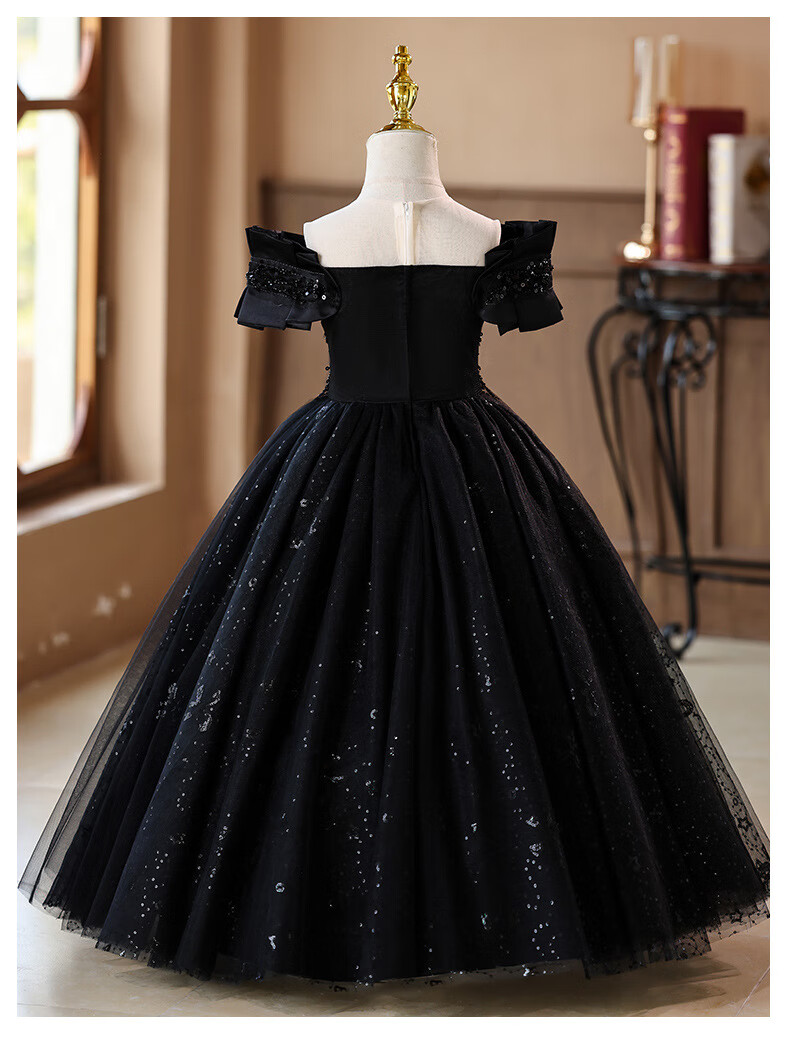 LUOBOBEIBEI Princess Dress Girls Puffy Tulle Dress Children's Formal Wedding Dress Little Girl Piano Performance Dress Red 120 7