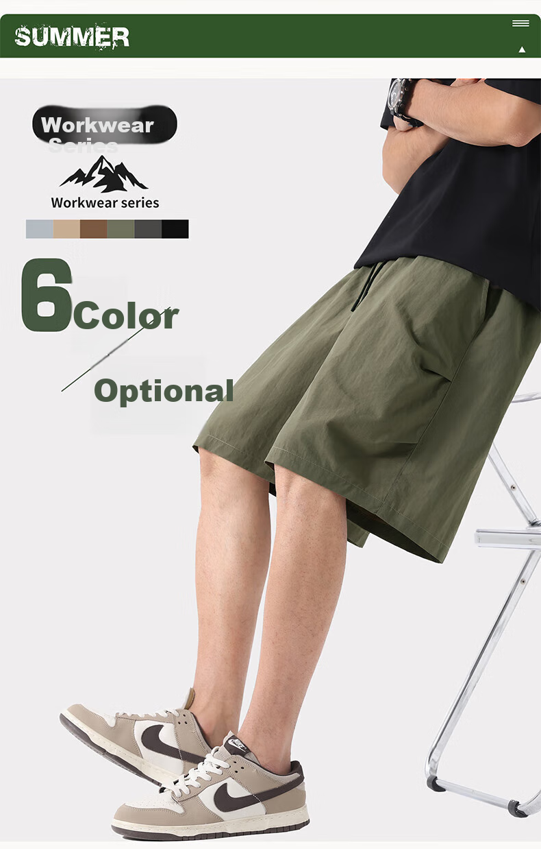 Warrior Shorts for Men, Summer American-Style Cargo Straight-Leg Five-Point Pants, Trendy Sports Casual Mid-Length Trousers, Dark Gray, Size L 2