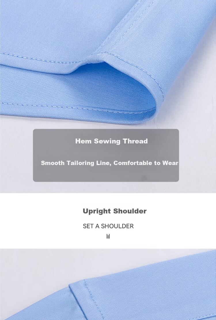 ROMON Bamboo Fiber Professional Formal Dress Shirt Long Sleeve Slim Fit Elastic Men's Shirt Blue M 8