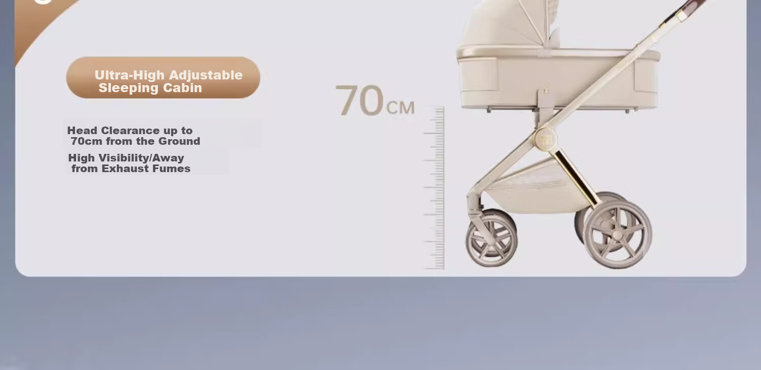 Hakada Stroller, Reversible High Landscape Sleeping Basket, Lightweight, Can Sit Or Lie Down, One-Handed Folding, Integrated Sleep Pod, Shock-Absorbing And Eco-Friendly 6