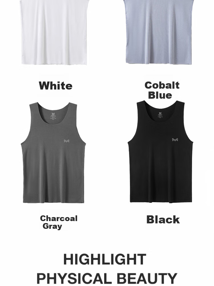 MiiOW Modal Men's Tank Top, Lightweight Summer Undershirt, Athletic Sleeveless Vest, Quick-Dry Seamless Underwear for Me 14