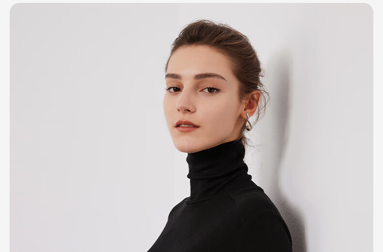 Navigare Women's Turtleneck Slim-Fit Base Layer, High-Elastic Solid Color Long-Sleeve Top 2335084501 2