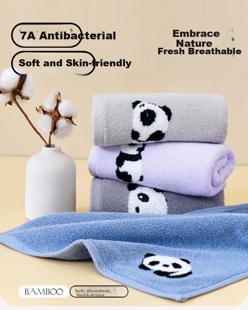 Zhuyibai Ultra-Soft Class A Pure Cotton Adult Face Towel, 2 Pieces, 7A Antibacterial Absorbent Non-Shedding Large Towel, Dark Gray + Light Purple 1