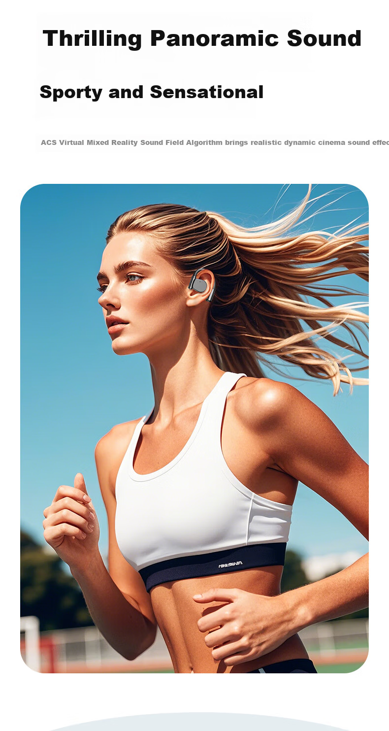 CLAISON Bluetooth Headphones, Ear-Hook Bone Conduction Concept, Non-In Open-Style Wireless Sports Running Cycling Gaming Ear-Clip Headphones, Suitable for Apple Huawei M111 - Off-White 9