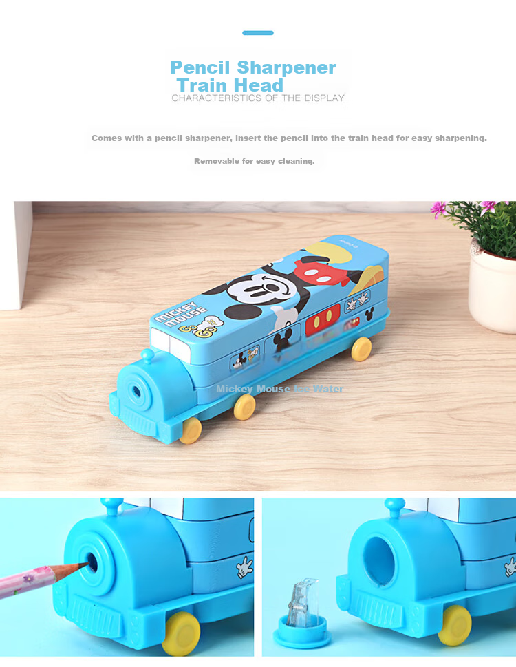 Disney Elementary School Pencil Case, Double-Layer Large Capacity Pen Box, Creative Multifunctional Train-Shaped Pencil Case, Girls' Children's Study Supplies Graduation Gift, Froze 4