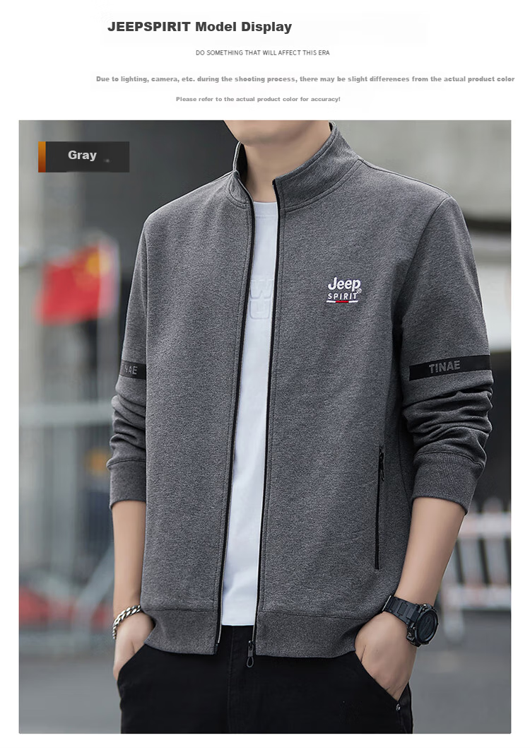JEEP SPIRIT Men's Jacket for Autumn And Winter, Loose-Fitting Casual Trendy Sports Outerwear for Me 8