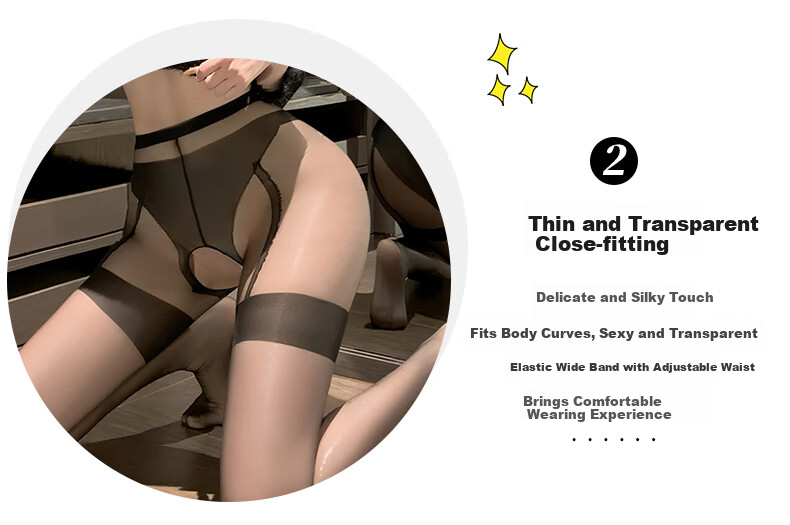 Zhenmei Women's Tear-Resistant Sexy Black Sheer Pantyhose with Fake Suspender, Nude Look, Model 7101 4