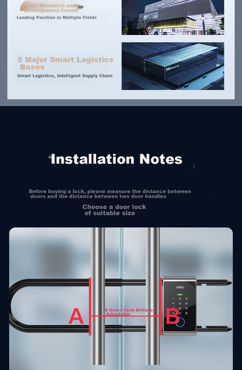 Deli Glass Door Lock Attendance Access Control Machine, Smart Fingerprint U-Shaped Lock for Double Doors, U-Shaped Password Lock, Shop Glass Door Lock Motorcycle Lock Rust-Resistant Anti-Shearing Anti-Pry AL104 2