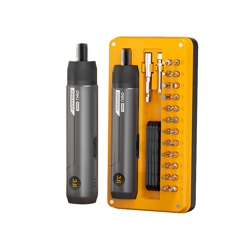 Deli Electric Screwdriver Set 4B1, Household Small Multi-Functional Rechargeable Lithium Battery Hand Drill Upgraded Versio