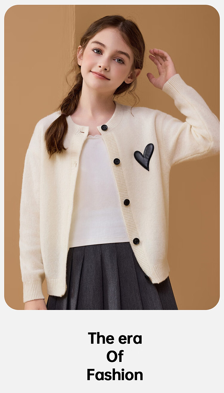 ASK JUNIOR 100% Wool Kids Sweater Winter Thick Warm Girls Knit Cardigan Youth Jacket 16