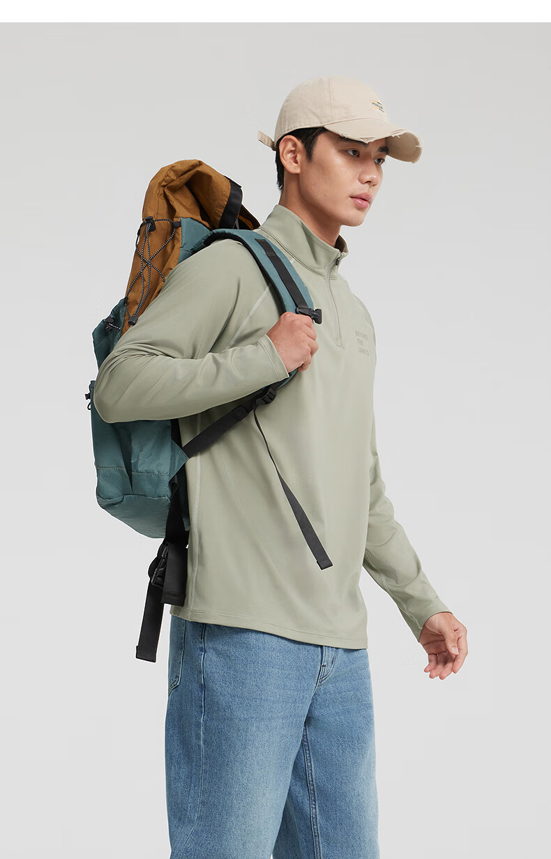 Metersbonwe Casual Long Sleeve Unisex 2025 Spring New Half-Zip Breathable Outdoor Sports T-Shirt 4
