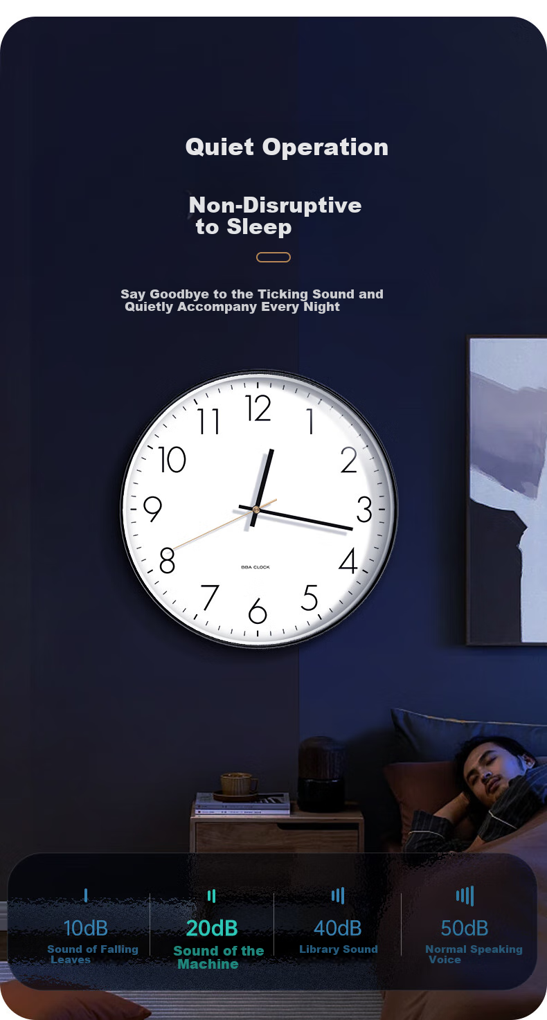 BBA Wall Clock, Simple Living Room Timepiece, Home Bedroom Living Room Clock, Modern Creative Quartz Clock, 35cm Vintage Black 4
