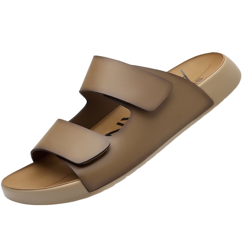 Aokang New Men's Birkenstock Sandals Summer Casual One-Strap Soft Sole Beach Shoes Khaki Size 40