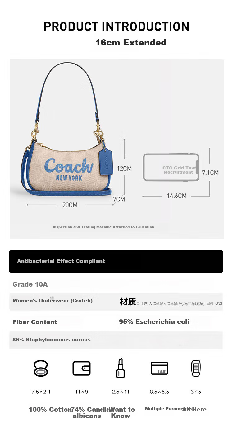 COACH [Brand Direct Supply], Women's TERI Small Shoulder Handbag New Moon Bag CY734, New Year Gift 1