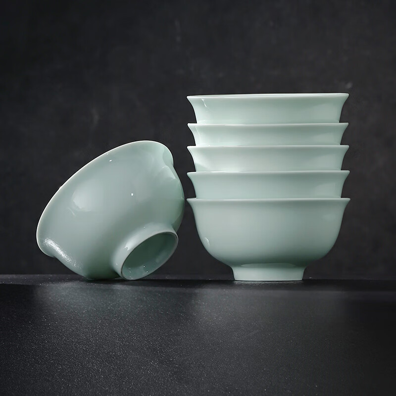 Jdz High-Temperature Ceramic Shadow Blue Bowl Set, Household Dining Bowls, Ceramic Bowls, Dishwasher Safe, Mid-Autumn Festival Gift Box for Friends
