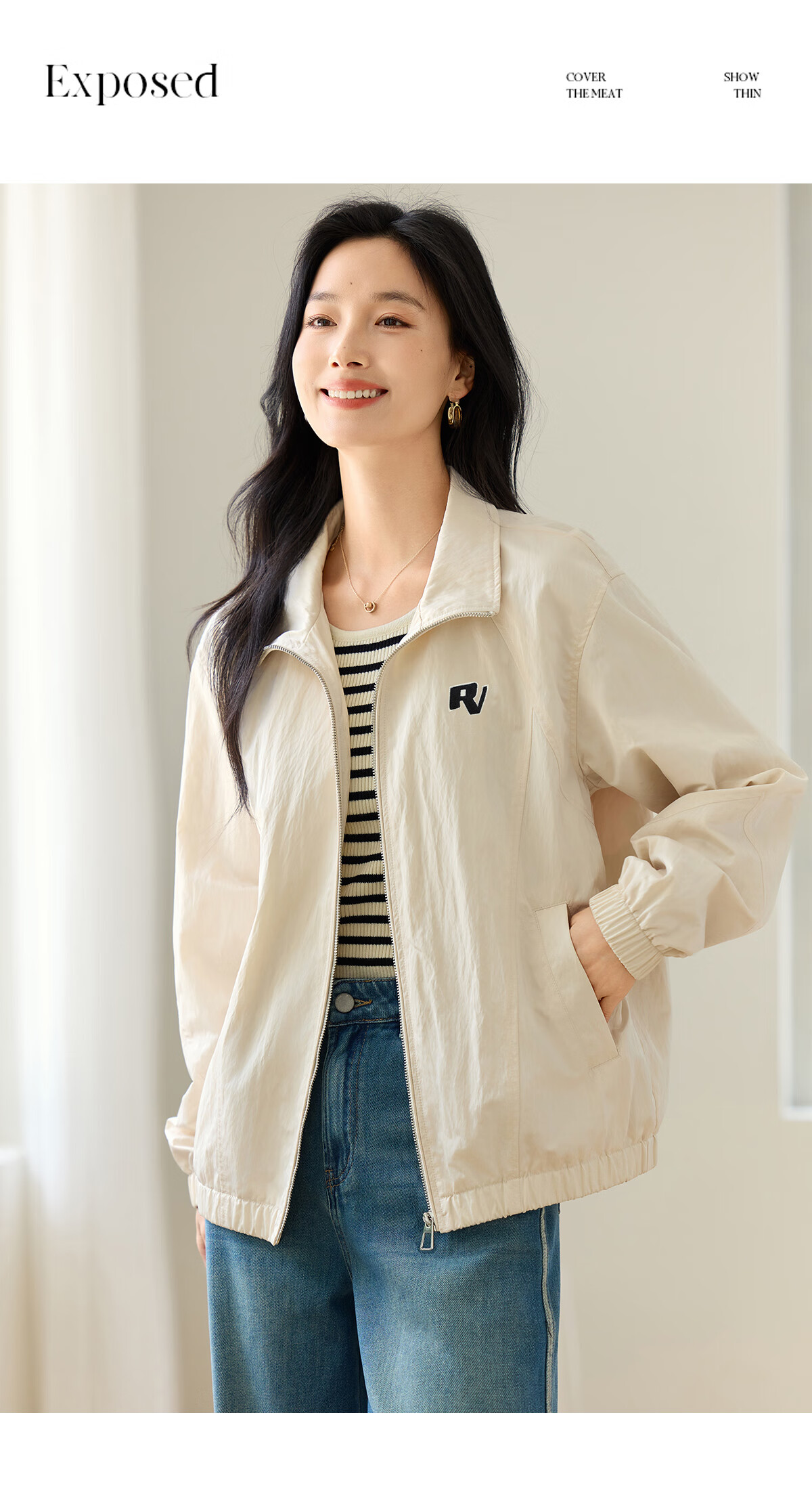 Chushen Spring and Autumn Short Jacket Women Fashion Stand Collar Drop Shoulder Loose Casual Jacket Top S53D049 12