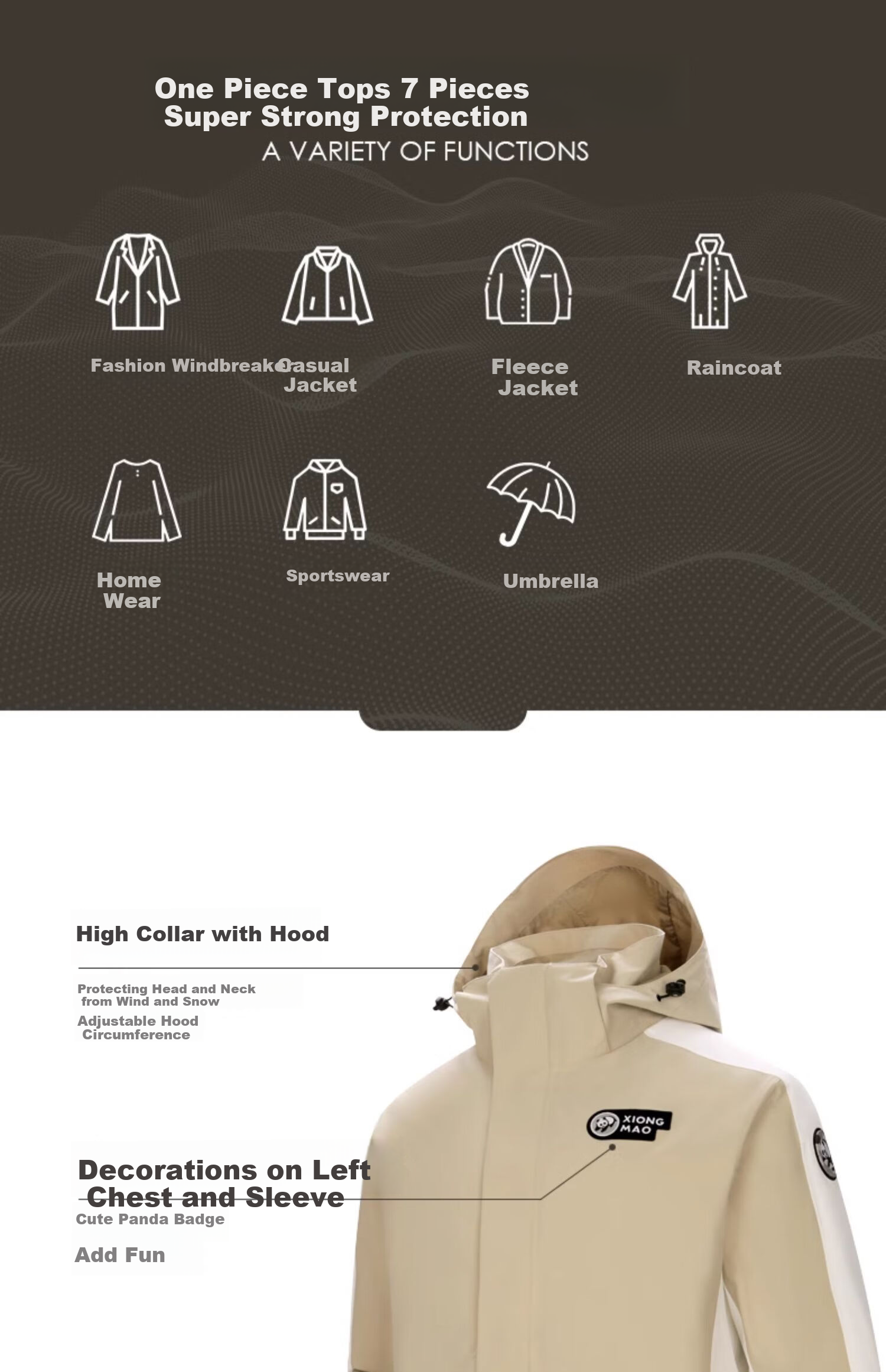 CAMEL Water-Resistant, Oil-Proof, And Waterproof Three-In Hiking Jacket A6B018 Light Mocha Cloud White Men's And Women's Style S 9