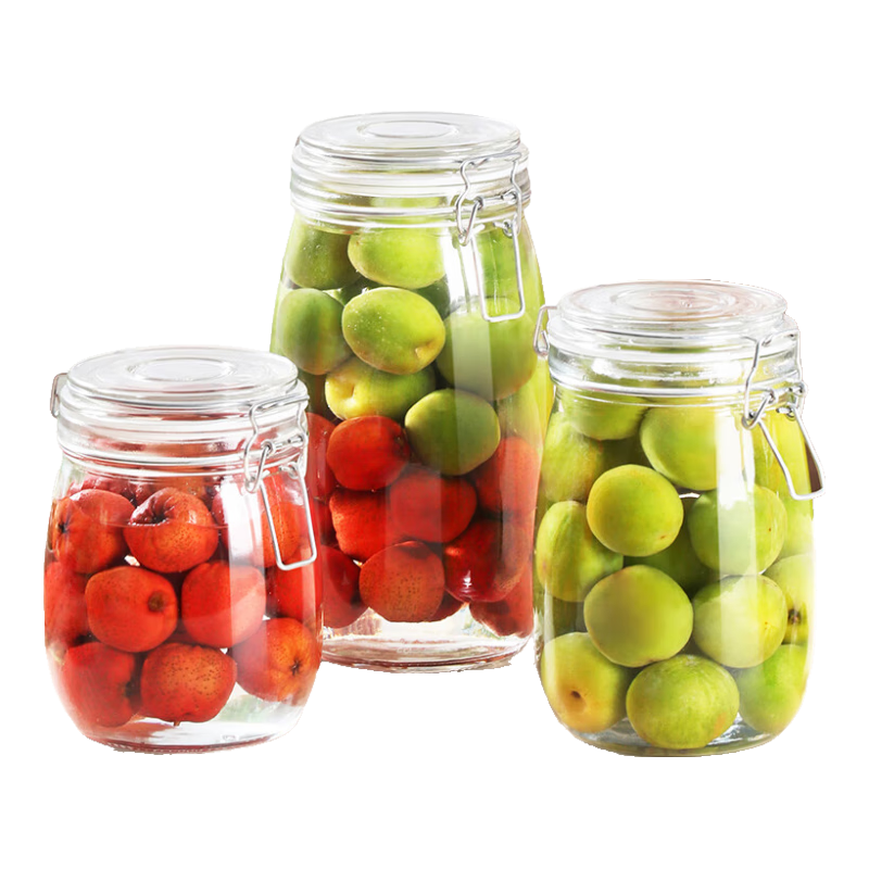Baijie Glass Storage Jars with Airtight Lids for Infusing Liquor, Tea, Food Preservation And Moisture-Proof Containers, Set of 3