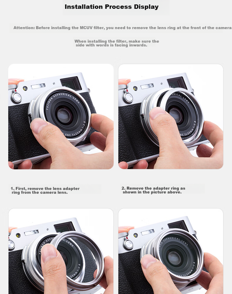 Kase Fuji X100 Camera Filter/Filter Kit for Fuji X100V, X100F, X100Vi, MC Multi-Coated UV Filter + Square Light-Blocking Mask + Lens Cap, Black 4