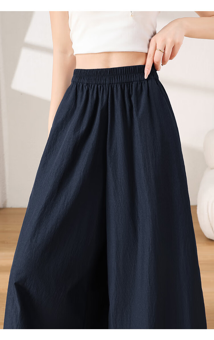 XUEXIMAN Women's Lightweight High-Waisted Straight-Leg Casual Quick-Dry Wide-Leg Pants with Skirt, Summer 2026 New Style, Ice Silk Fabric 36