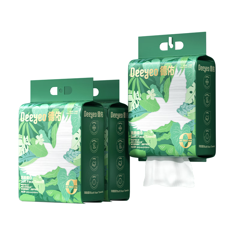 Deyou Hanging Facial Cleansing Wipes, 160 Sheets*3 Packs, Extra Large And Thick, Disposable Wet And Dry Dual-Use Makeup Remover, Soft Cleansing Tissue Paper