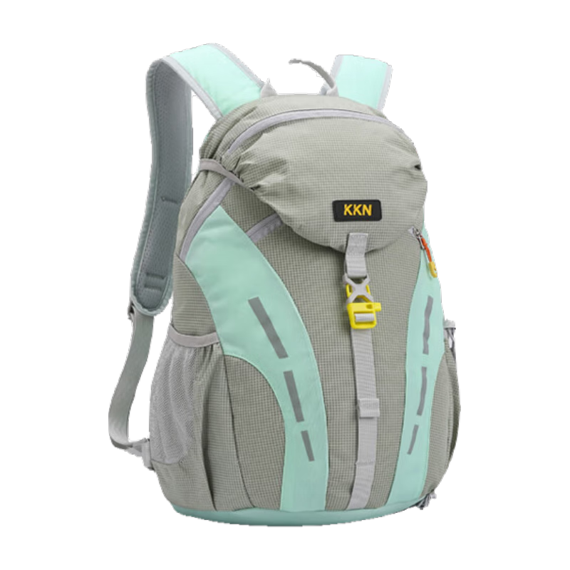 KKN Kids Outdoor Backpack Lightweight Large Capacity 25L Gray-Green for Grades 1-6 Hiking Study Tour Unisex Shoulder Bag