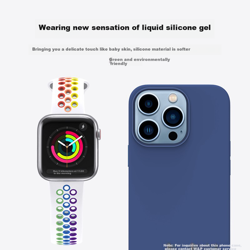 W&P适用苹果手表表带apple watch ultra2运动硅胶透气表带iwatch S10/9/8/7 清爽透气 黑色46