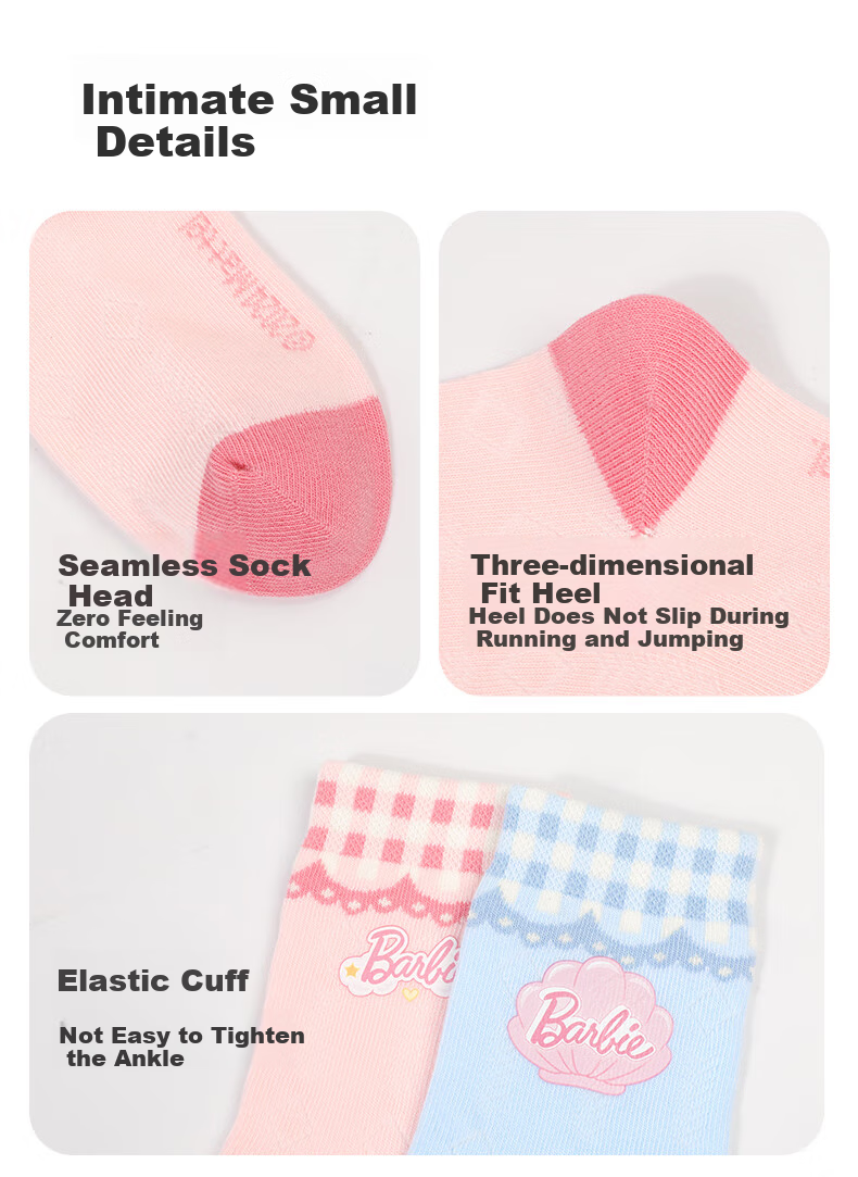 Barbie Children's Socks, Girls' Mid-Calf Cotton Socks for Spring And Autumn, Cute Long Socks for School-Age Girls 10