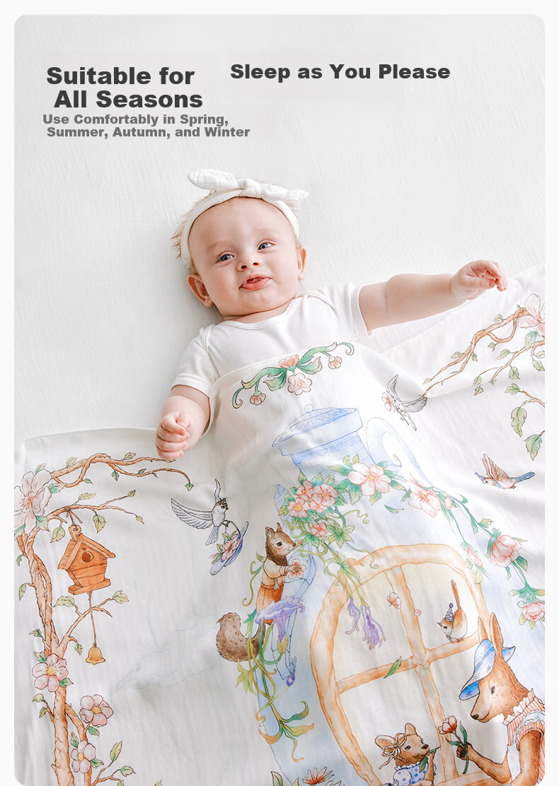 BUBBLE TREE Baby Swaddle Blanket, Thin Summer Style for Newborns, Gauze Swaddling Cloth, Maternity Ward Wrap, Spring And Summer Use 7