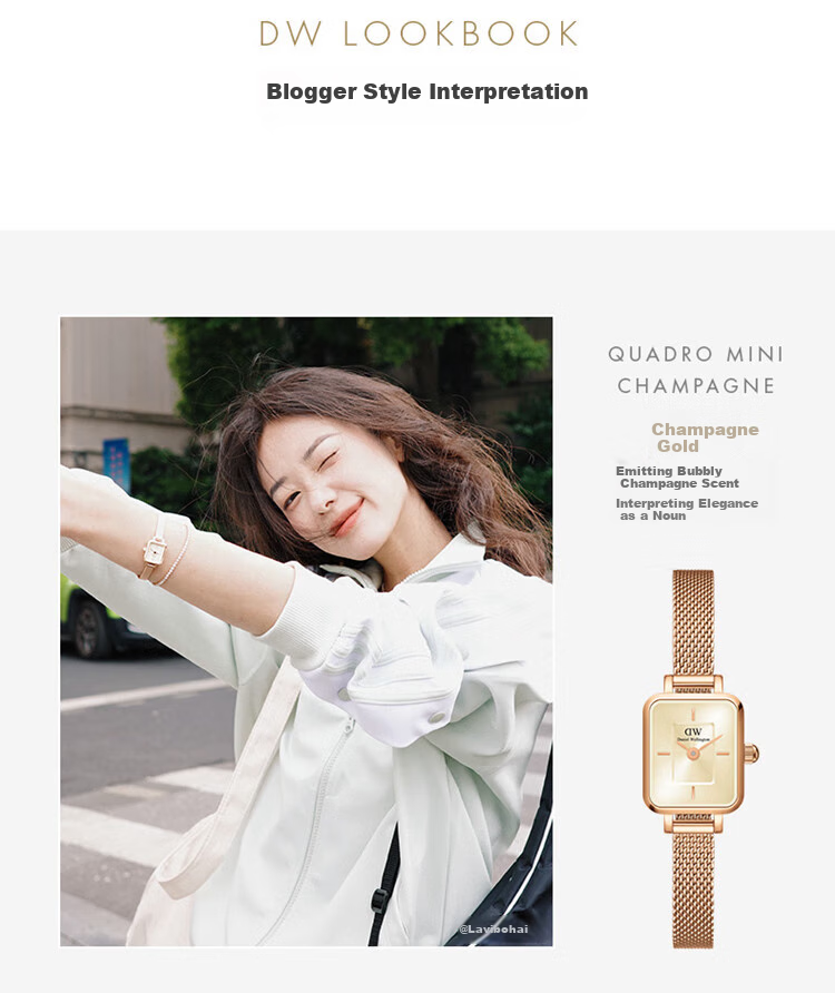 DanielWellington DW Ladies Watch, Vintage Small Sugar Cube Quartz Steel Strap Quartz Wristwatch, Birthday Gift for Girlfriend, DW726 11