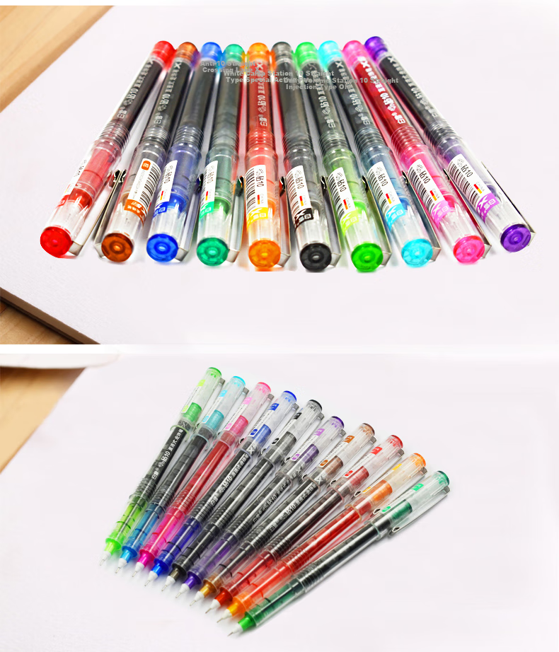Snowhite X55 Direct Liquid Rollerball Pen with Replaceable Refill, Multi-Color Gel Pen for Students, 0.5mm Black Ink, 12 Pens/Box 9