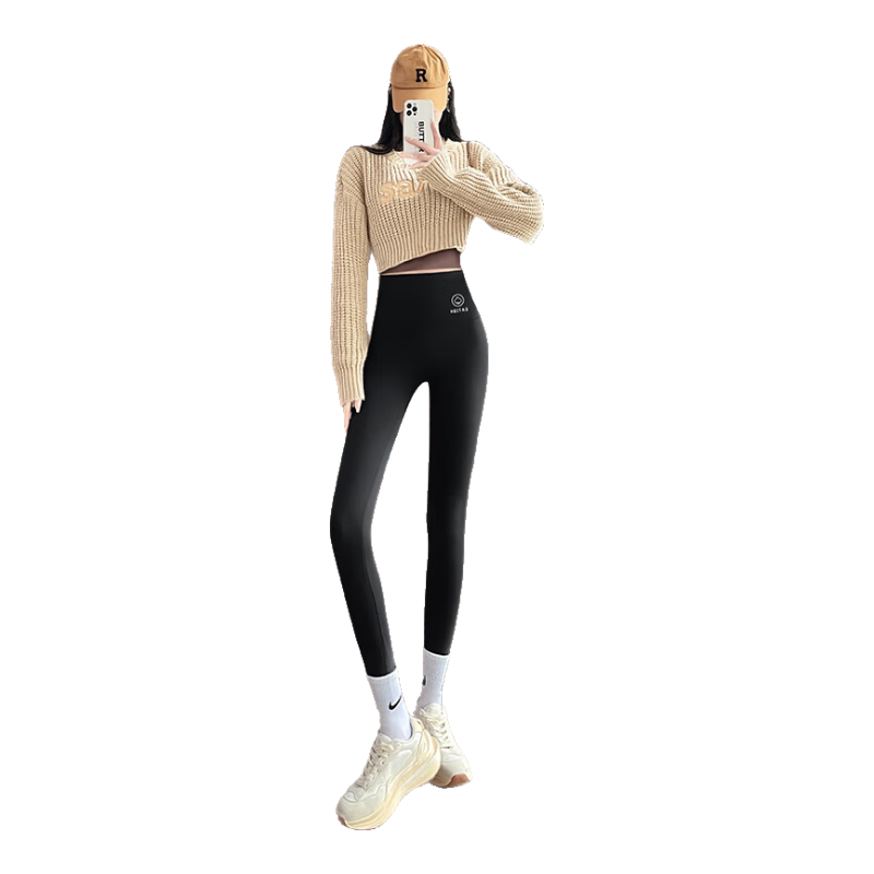 LangSha Shark Leggings for Women, Fleece-Lined And Thickened, Winter 400g High-Waist Butt-Lifting Tummy Control, Outer Wear Yoga Warm Pants