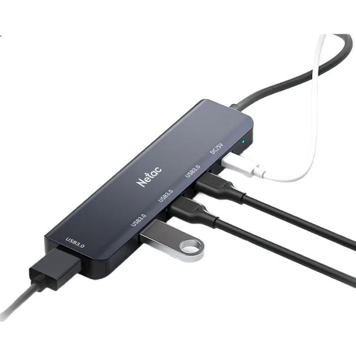 USB-хаб Netac WH21, 5 портов USB 3.0, алюминиевый сплав, серый
