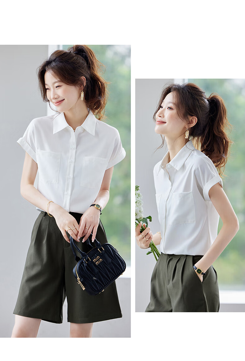 Jeanswest Women's Shirt 2026 Summer Short Sleeve Casual Elegant Fashion Versatile Top Pink L 11