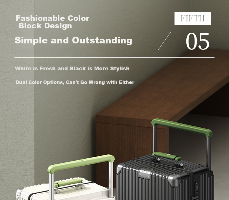 Huili High-Quality Wide Handle Suitcase, Carry-On Luggage, Small Password Lock Travel Case for Men And Women, White, 20 Inches 9