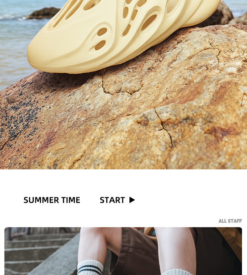 FOOTOPPO EVA Coconut Hole Shoes for Men, Summer Outdoor Wear, Sports Non-Slip Sandals, Slip-On Closed-Toe Slippers 13