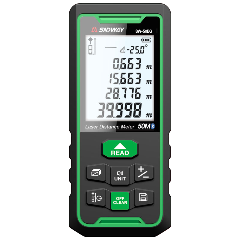 SNDWAY Laser Rangefinder, Infrared High-Precision Electronic Laser Ruler, Outdoor Measuring Device, Green Light Drawing SW-50BG