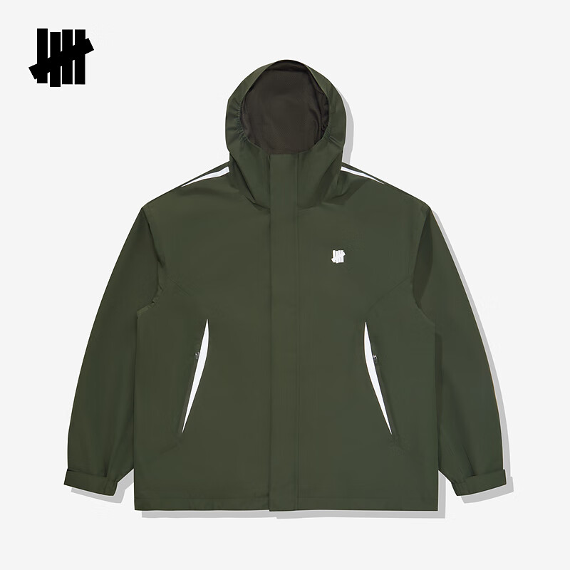 UNDEFEATED Five Stripes Official Winter New Water-Repellent Long Sleeve Hooded Outdoor Jacket Olive Green XS