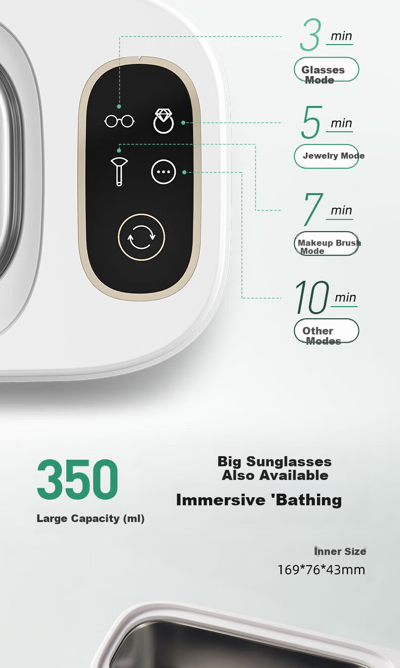 Bear Ultrasonic Eyeglass Cleaner, High-Frequency Vibration Jewelry Cleaning Machine, Eyeglass Cleaning Device [Standard Model + Cleaning Solution] QXQ-B20N8 7