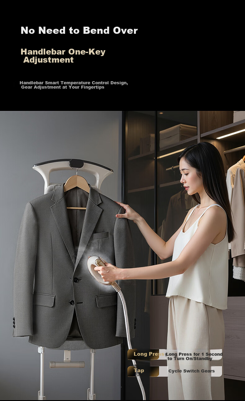 Midea [Gao Ding Huxing 5.0] Upright Garment Steamer/iron 44g/min High Steam All-In Flat Iron for Formal Wear, Clothing Store, Non-Destructive Care Machine YGD40N1 6