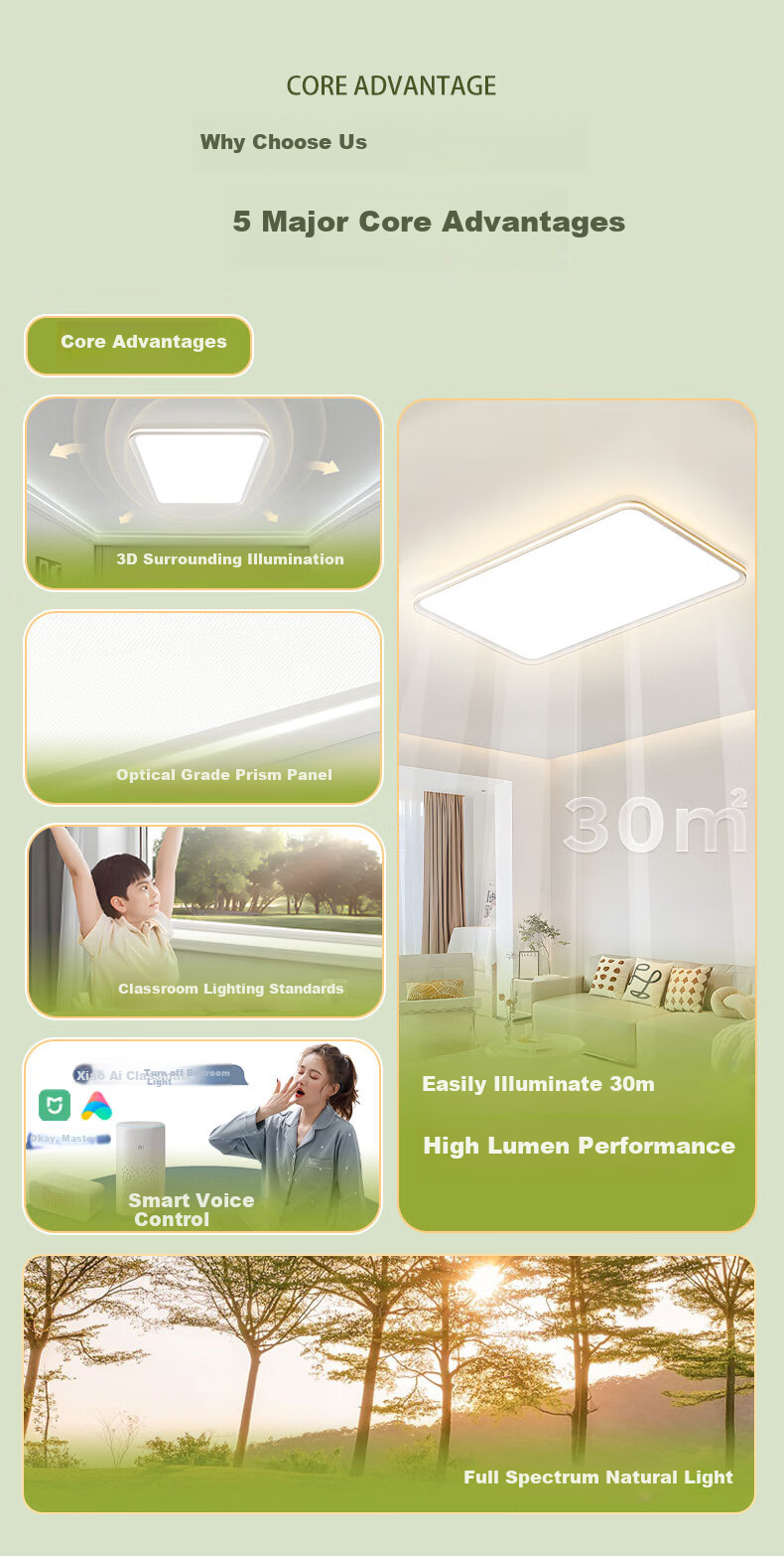 HD Full Spectrum Ceiling Light, Living Room Light, Main Light, Eye-Protecting LED Zhongshan Lighting Fixture, 26 Styles, Voice Control, High Brightness, Installation Included 2