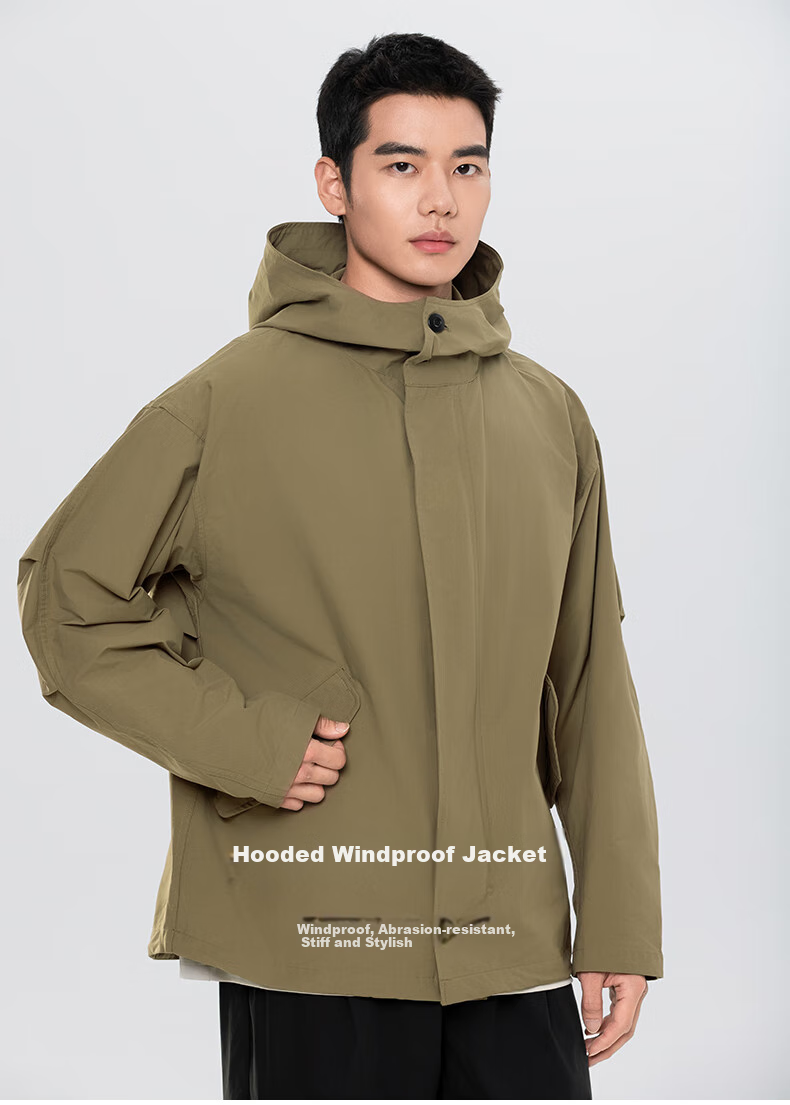 MARKLESS Hooded Windproof Jacket for Men, Cotton, Durable, Crisp Casual Men's Coat 5151 Black M 1
