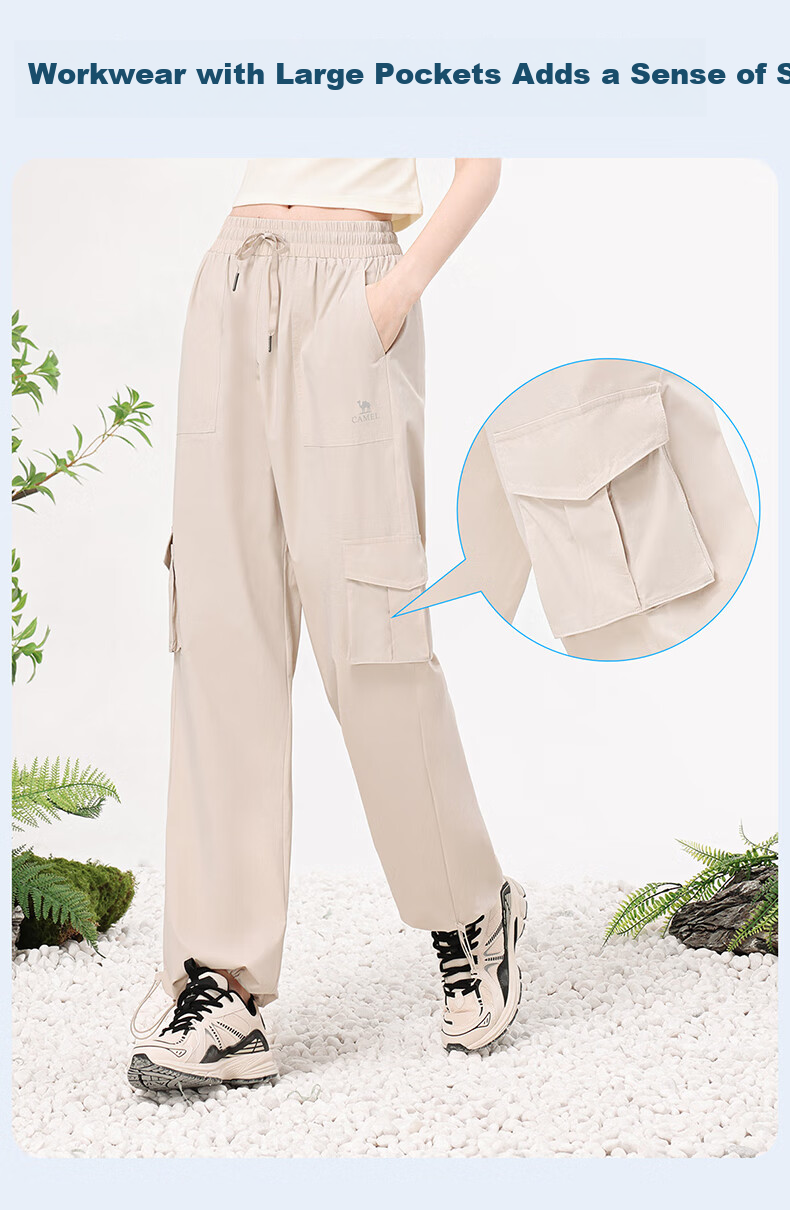 CAMEL Ice Cooling Sun Protection Workwear Women's Casual Outdoor Sports Long Pants Y25BAVLZ006 Hibiscus Pink XL 3