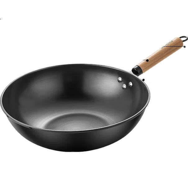 Сковорода MAXCOOK Wok, 30 см, чугунная, без покрытия, с нитридным покрытием, подходит для газовых и индукционных плит, MCC5332