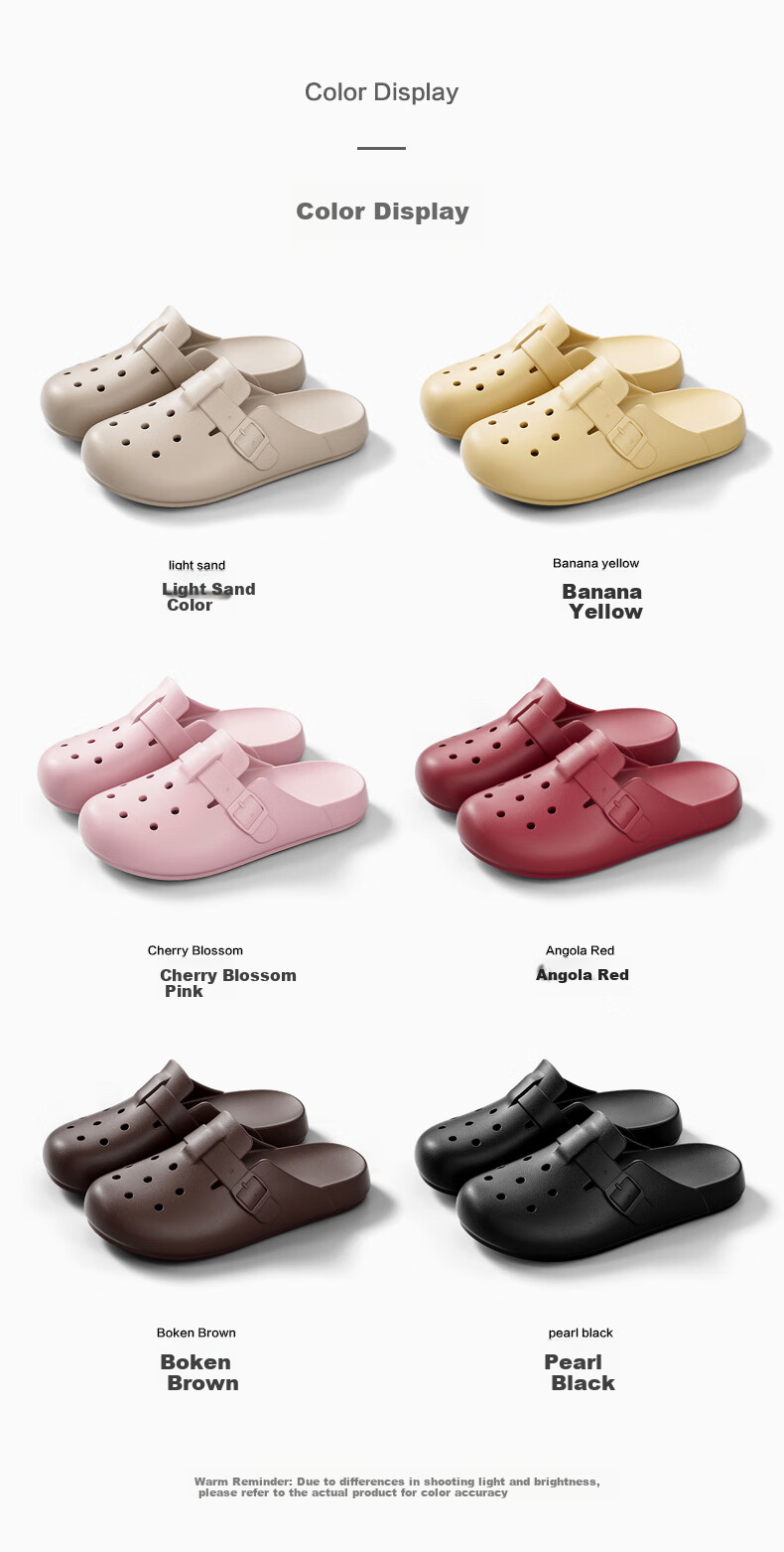 Poxi Thick-Soled Closed-Toe Slip-On Women's Summer Outdoor Perforated Shoes, Light Sand Color, Size 39-40 5