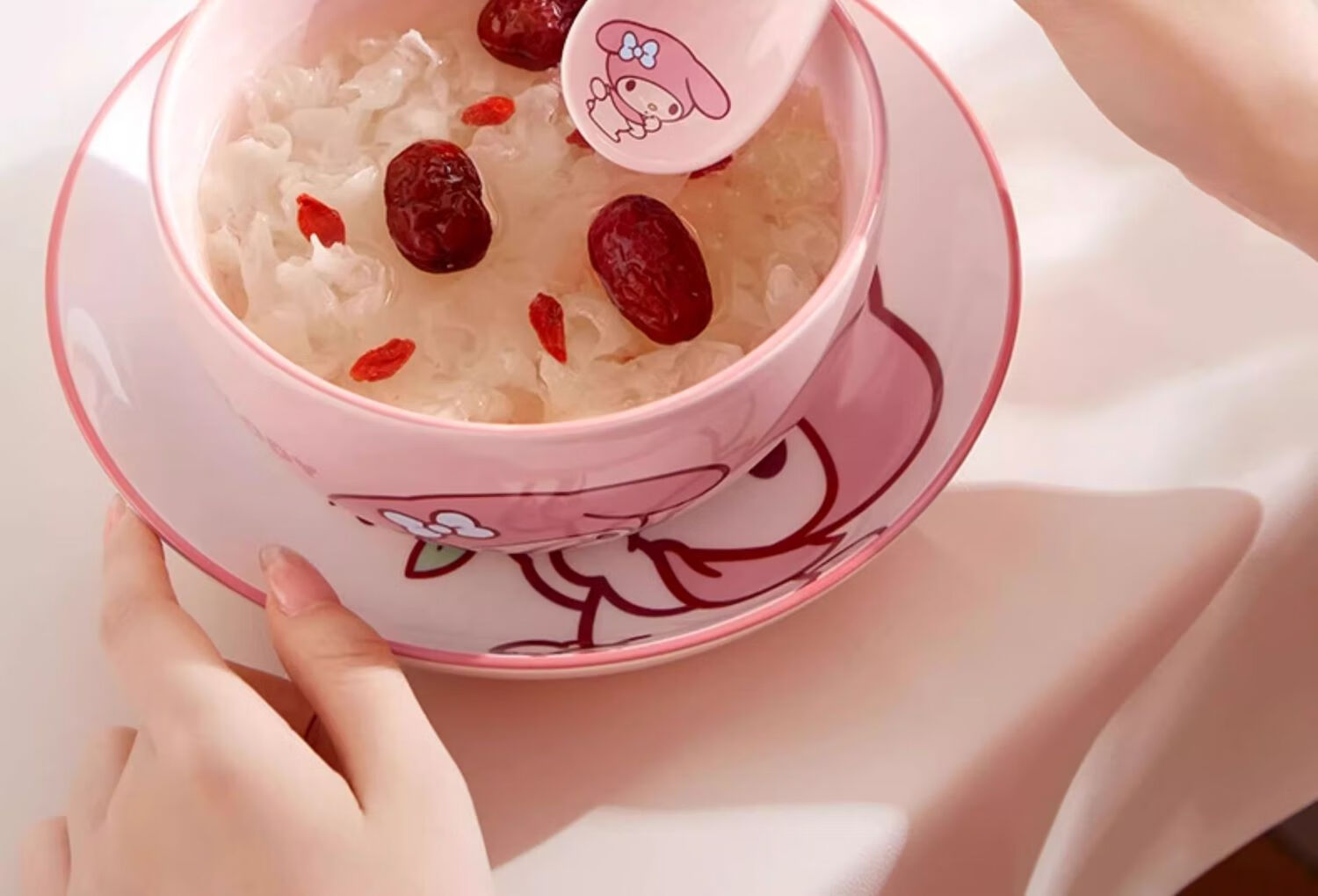 MANCHAOJIA Sanrio My Melody Ceramic Bowl and Plate Set Cute High-Quality Tableware Home Dinnerware Birthday Gift for Best Friends 17